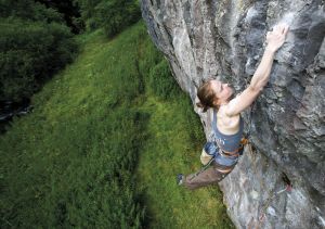 Climbing 2013:June_Jules Littlefair on Why Me (F7c), Two Tier-Chee Dale, Peak District
